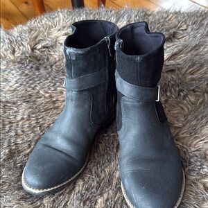 Clarks Black Leather Ankle Booties
